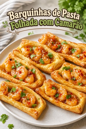 Barquinhas de Pasta Folhada com Camarão e Molho Agridoce