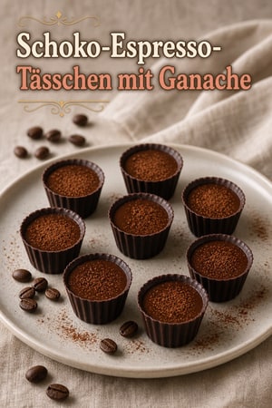 Dunkle Schokoladen-Espresso-Täßchen mit Ganache