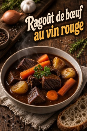 Ragoût de bœuf à l'ancienne au vin rouge et herbes