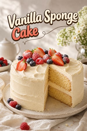Classic Vanilla Sponge Cake with Buttercream