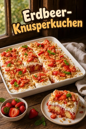 Erdbeer-Knusperkuchen mit frischen Beeren