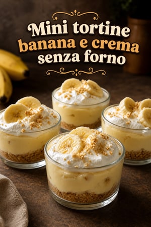 Mini Torte di Banana e Crema Senza Forno