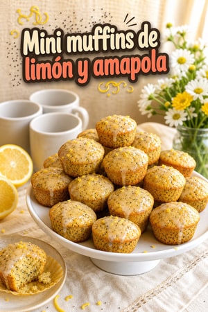 Mini muffins de limón y semillas de amapola glaseados