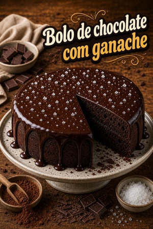 Bolo Fudge de Chocolate Intenso com Ganache e Sal Marinho