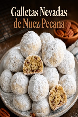 Galletas de Nueces Pecanas Derretibles Cubiertas de Azúcar Vainillado