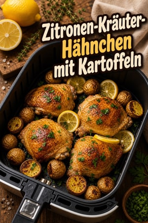Zitronen-Kräuter-Hähnchen aus dem Airfryer mit Kartoffeln