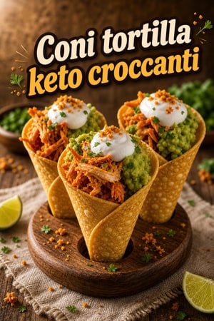 Coni tortilla keto croccanti ripieni per feste
