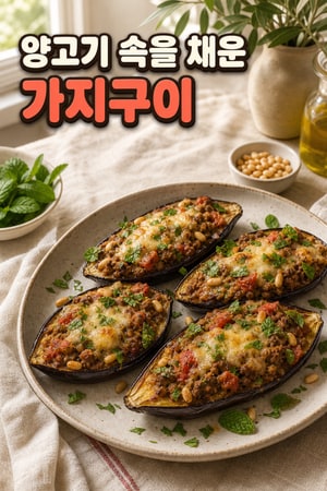 램 스터핑 가지구이 - 잣과 향신료를 곁들인 지중해식 요리