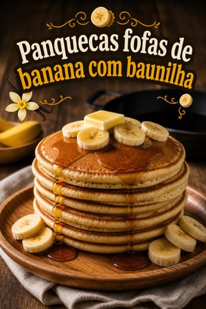 Panquecas fofas de banana com baunilha e buttermilk