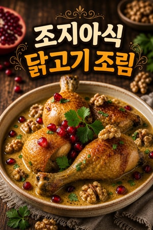 포근한 호두 소스와 석류의 산미가 어우러진 조지아식 치킨 스튜 — 크리미한 호두 소스와 석류로 만드는 가정식