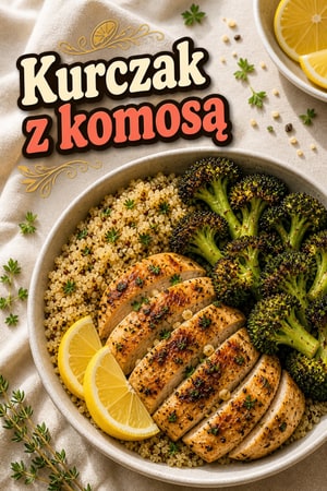 Kurczak cytrynowo-czosnkowy z komosą ryżową i brokułami