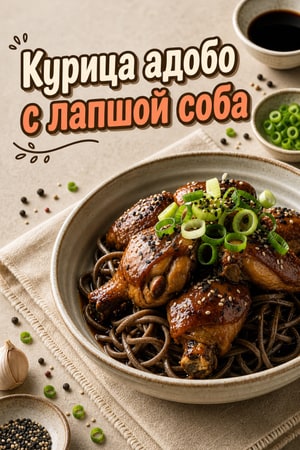 Курица адобо с лапшой соба
