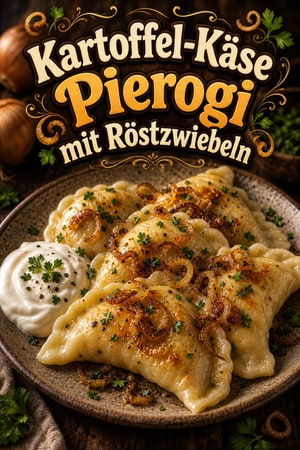 Hausgemachte Kartoffel-Käse-Pierogi mit Röstzwiebeln