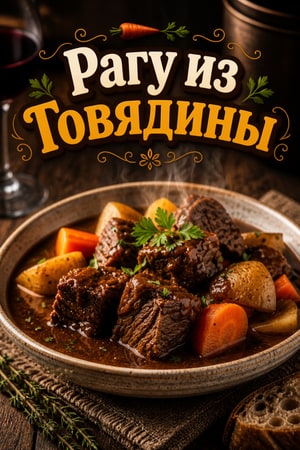 Сытное рагу из говядины в мультиварке с красным вином