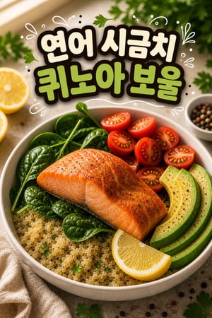 임산부를 위한 영양 만점 연어 시금치 퀴노아 보울 레시피