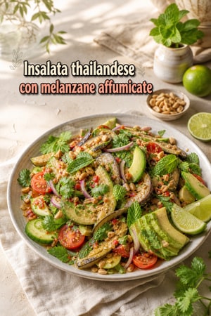 Insalata thailandese di verdure e melanzane affumicate