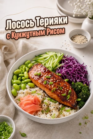 Чаша с терияки лососем и кунжутным рисом