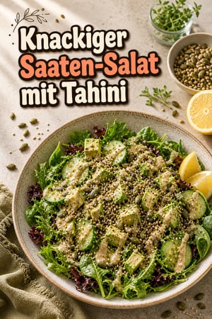 Knackiger Super-Saaten-Salat mit Zitronen-Tahini-Dressing