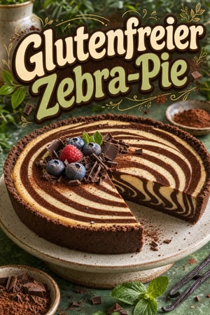 Glutenfreier, zuckerarmer Zebra-Pie mit Kakaowirbeln