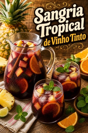 Sangria de Vinho Tinto Tropical Estilo Latino com Brandy