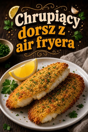 Chrupiący dorsz z air fryera z cytrynowo-czosnkową kruszonką