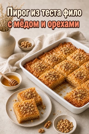 Слоёный торт Филло с медом и орехами
