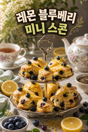 상큼한 레몬 블루베리 미니 스콘과 향긋한 얼그레이 글레이즈