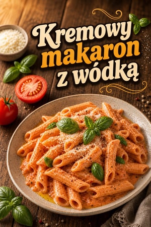 Kremowy makaron z wódką, pomidorami San Marzano i bazylią