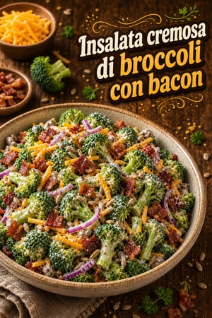 Insalata di Broccoli Cremosa con Bacon e Cheddar