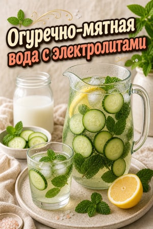 Освежающая огуречно-мятная электролитная вода при мигрени