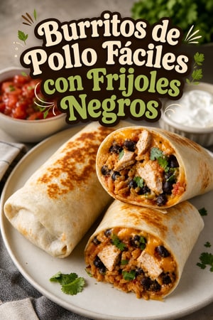 Burritos de Pollo Fáciles con Frijoles Negros y Arroz