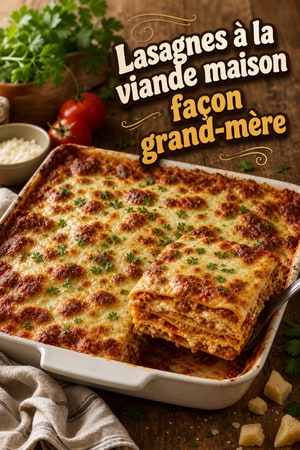 Lasagnes à la viande maison façon grand-mère aux trois fromages