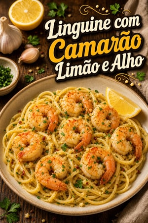 Linguine com Camarão ao Molho de Limão e Alho em 15 Minutos