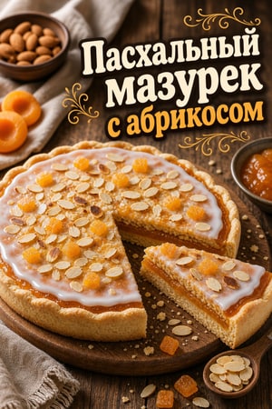 Польский пасхальный мазурек с миндалём и абрикосами