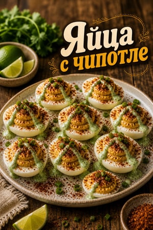 Яйца с чипотле и йогуртовой зеленью для гостей