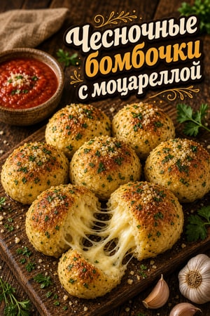 Чесночные сырные бомбочки с моцареллой и зеленью