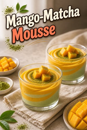 Mango-Matcha-Wirbel-Mousse-Becher