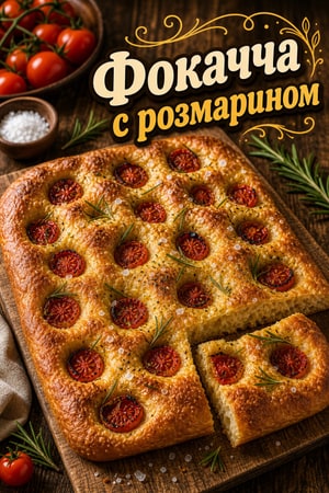Фокачча с розмарином, печеными томатами и морской солью