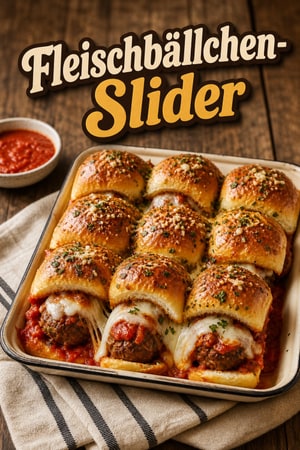 Pulled-Apart Fleischbällchen-Slider mit Marinara und Käse