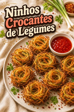 Ninhos de Legumes Crocantes com Molho Sweet Chili