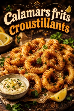 Calamars frits croustillants et leur aïoli citronné à l'ail