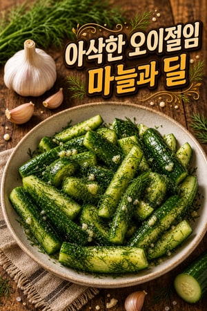 마늘과 딜을 넣은 아삭한 오이 소금 절임