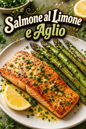 Salmone in Padella con Burro, Aglio e Asparagi Arrostiti