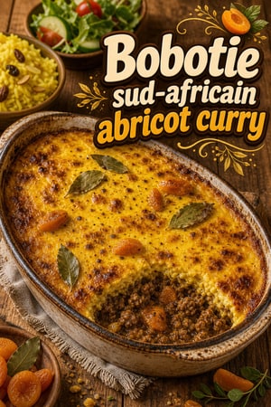 Bobotie sud-africain au custard curry et abricot fondant