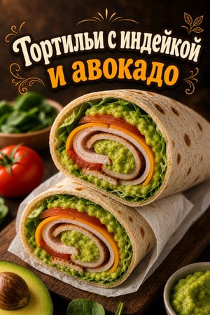 Белковые тортильи с индейкой и авокадо — обед в школу