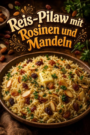 Aromatischer Reis-Pilaw mit Rosinen, Mandeln & Kräutern