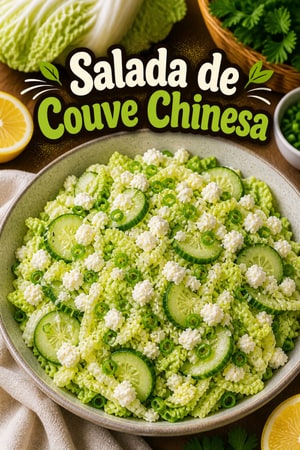Salada Crocante de Couve Chinesa com Pepino e Feta