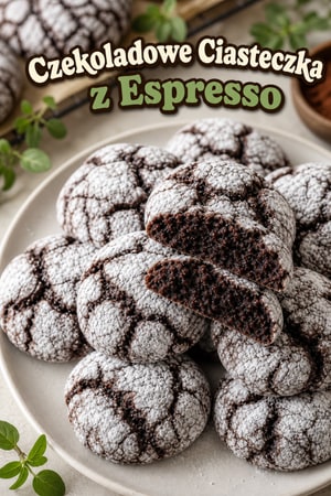 Czekoladowe Ciasteczka Espresso z Cukrem Pudrem