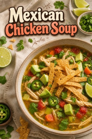 Authentic Mexican Chicken Soup with Lime and Cilantro