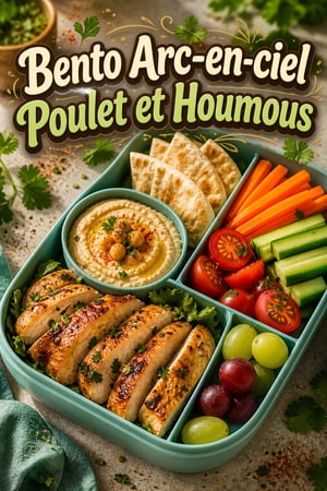 Bento Arc-en-ciel Poulet et Houmous pour l'École